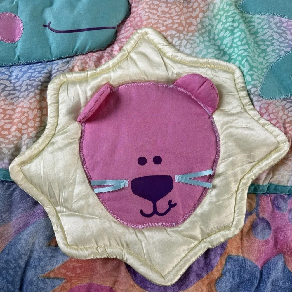 Vintage Crib JUDI S Baby Blanket Satin Animals 3D Judi's Colorful Jungle Animals